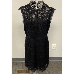 Sans Souci Dress Black Lace Sleeveless Knee Length Large